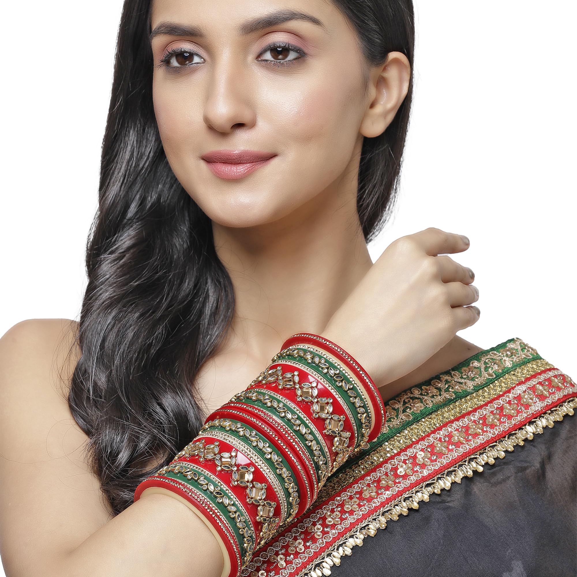Gold-Plated Champagne Pearl Bangles Set